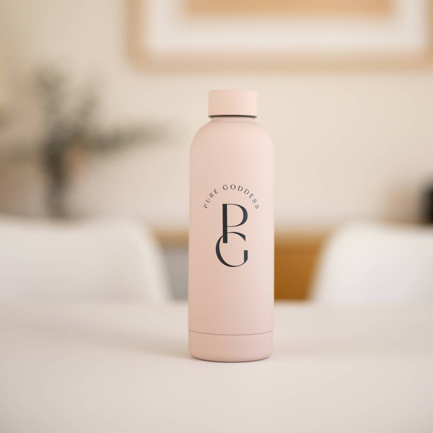 Metal Water Bottle in Cream -  Branded