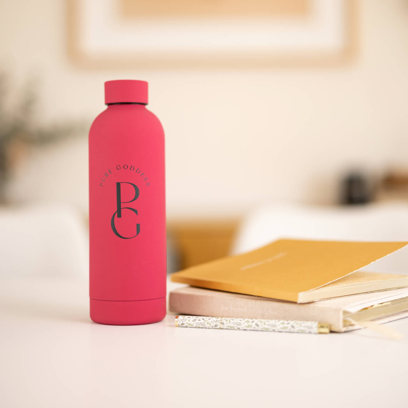 Metal Water Bottle in Pink - Branded