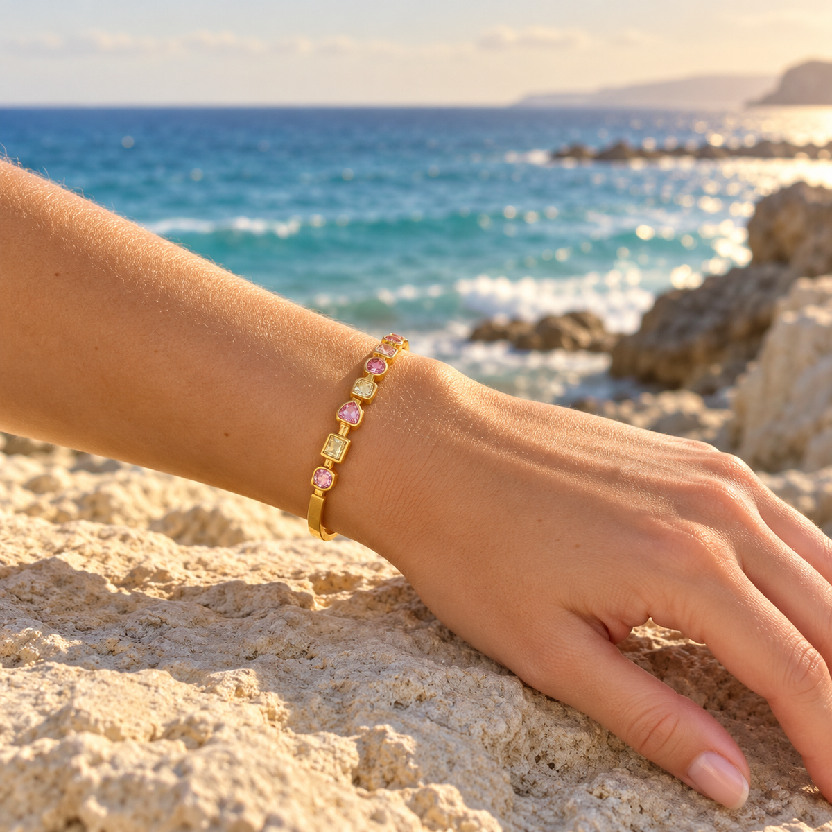 Soleil Blush & Champagne Zircon Bangle