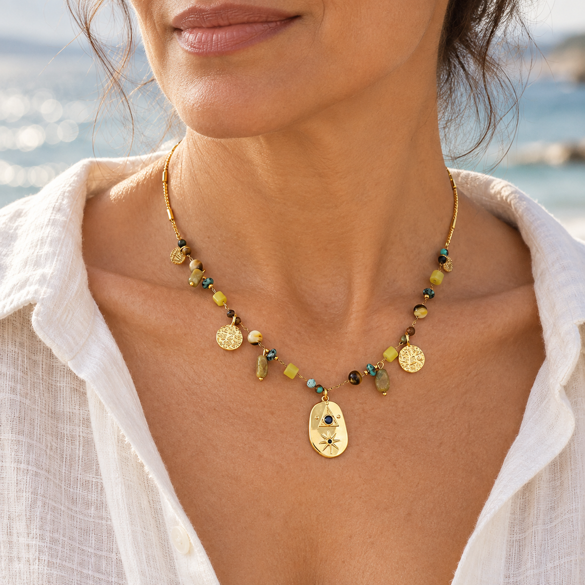Solara Natural Stone Talisman Necklace | Pure Goddess