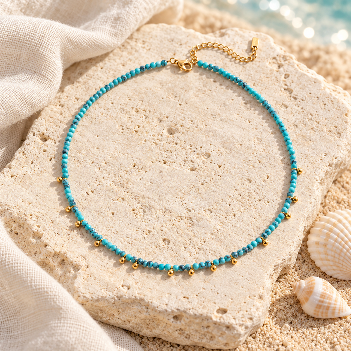 Azure Tide Turquoise Beaded Necklace