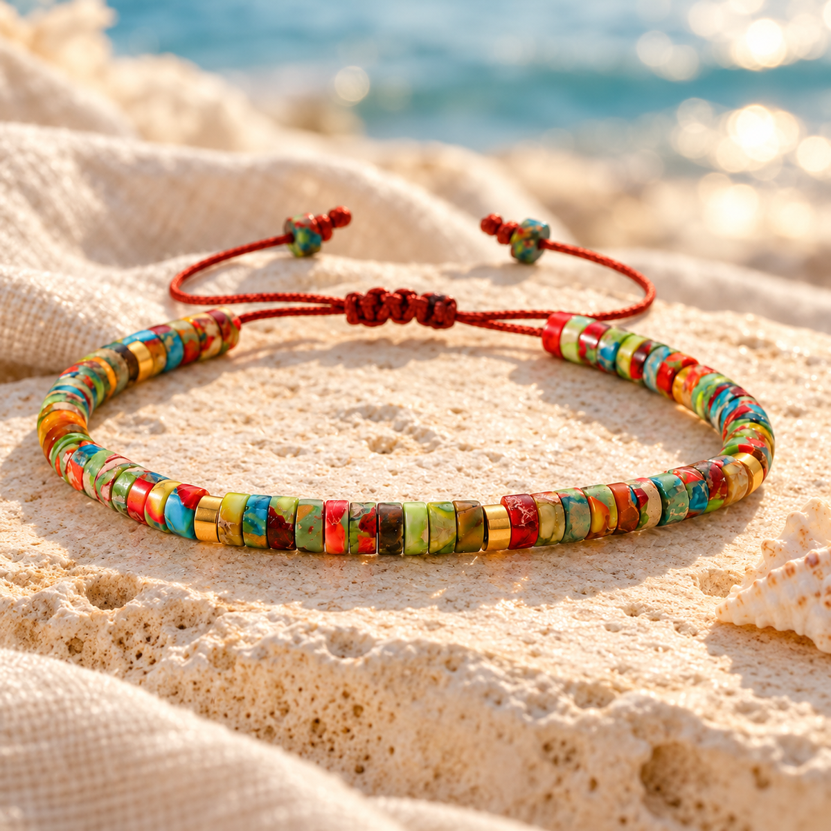 Nomad Natural Stone Heishi Bracelet Desert Bloom