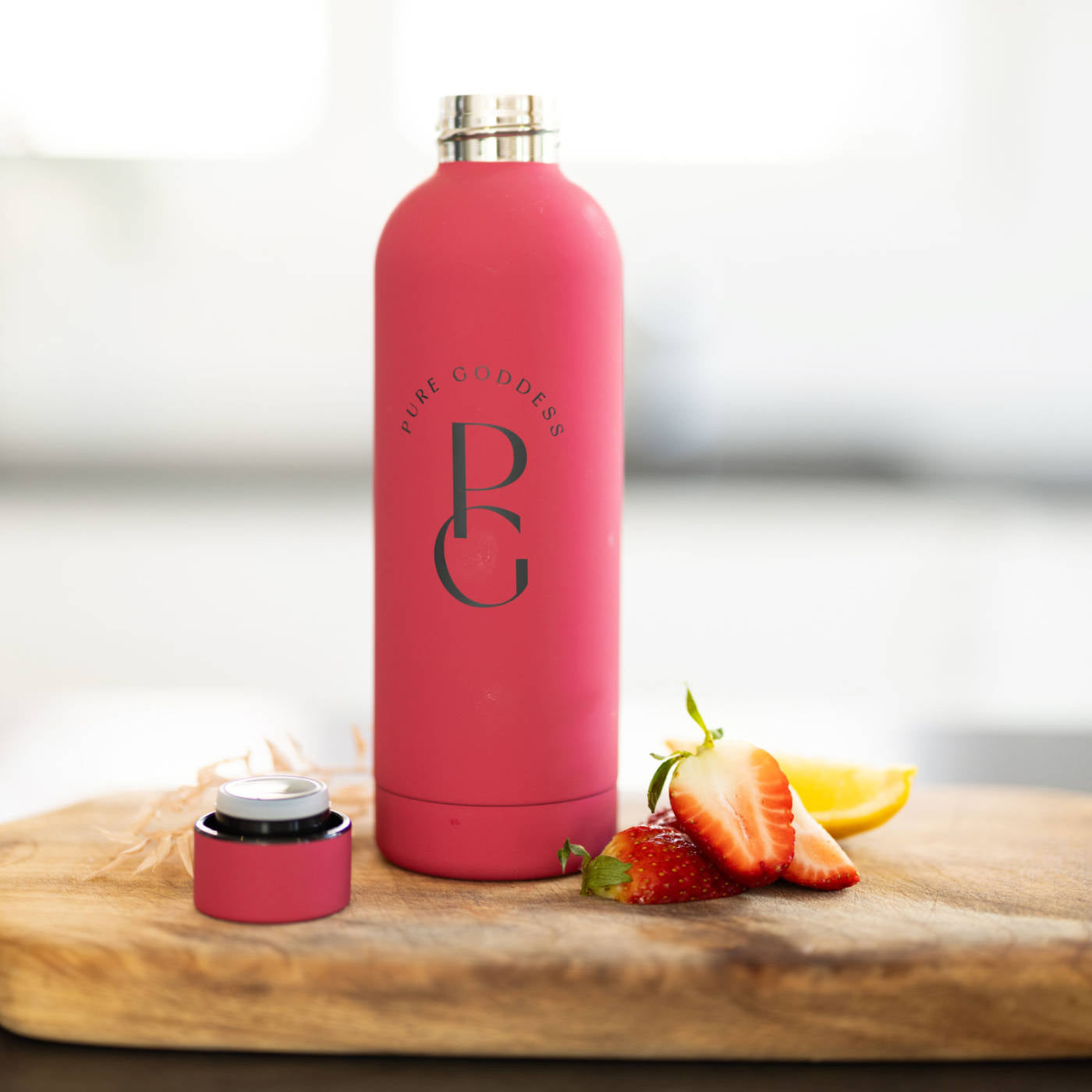 Metal Water Bottle in Pink - Branded